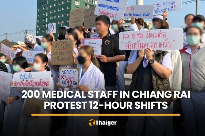 Medical staff protest at Chiang Rai hospital over 12-hour shifts