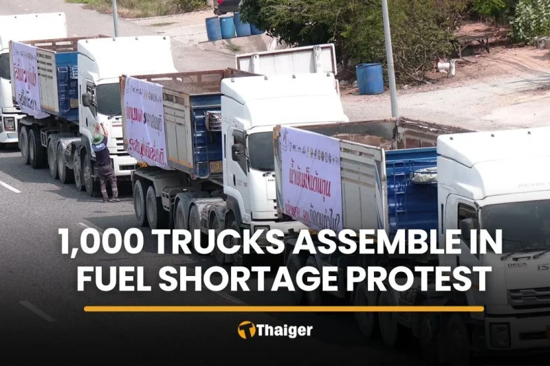 1,000 trucks assemble in Chon Buri in fuel shortage protest