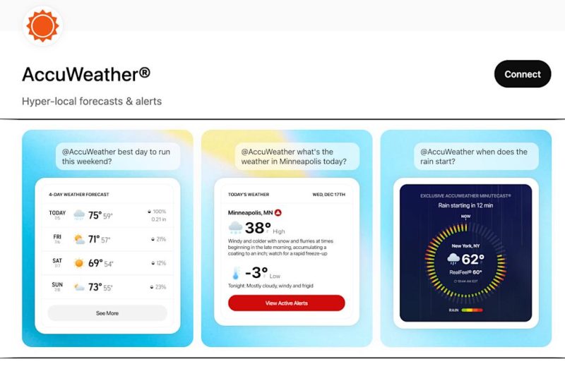 AccuWeather is now available inside ChatGPT