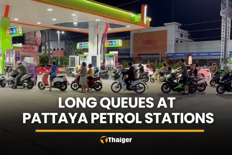 Long queues form at Pattaya stations as fuel price hike takes effect
