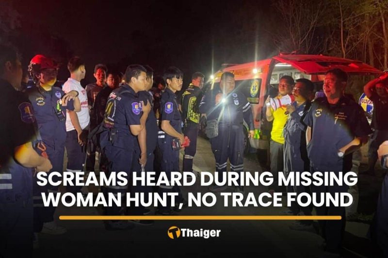Screams heard during hunt for woman carried uphill, no trace found