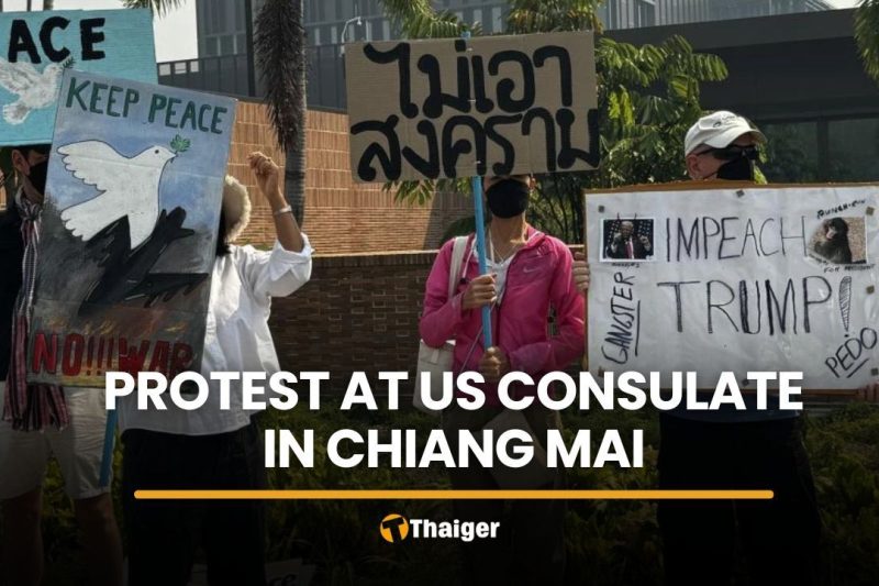 Thai and foreign residents protest at US Consulate in Chiang Mai