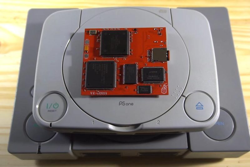 This Frankenstein PlayStation PCB reads games from microSD and outputs video over HDMI