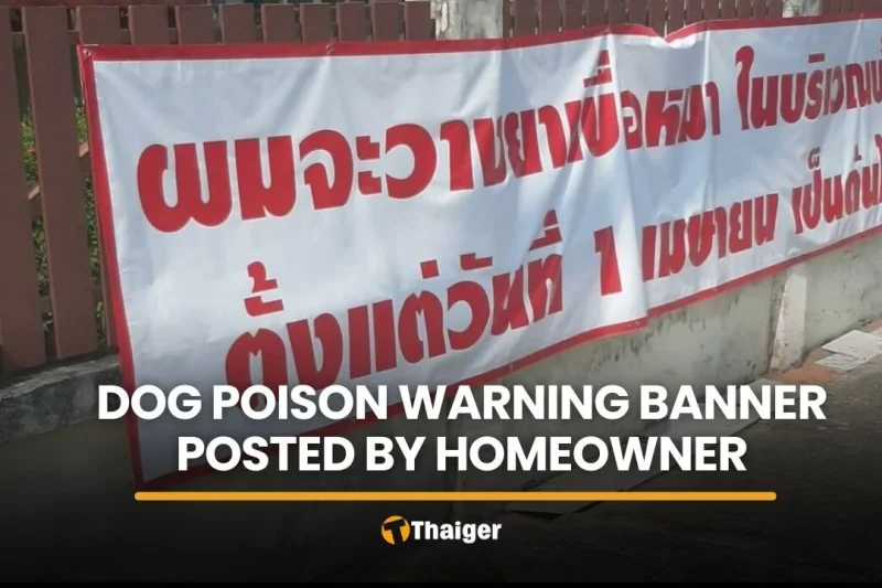 Homeowner posts poison warning banner over neighbour’s dogs